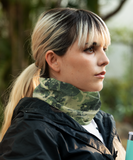 Premium Green Camo Paint Splatter Gaiter, Breathable Camouflage Face Mask and Headband