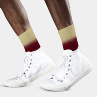 Premium Gold and Garnet Ombre Crew Socks, Comfortable Durable Colorful Socks