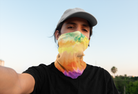 Premium Rainbow Tie Dye Gaiter, Breathable Tie Dye Face Mask and Headband